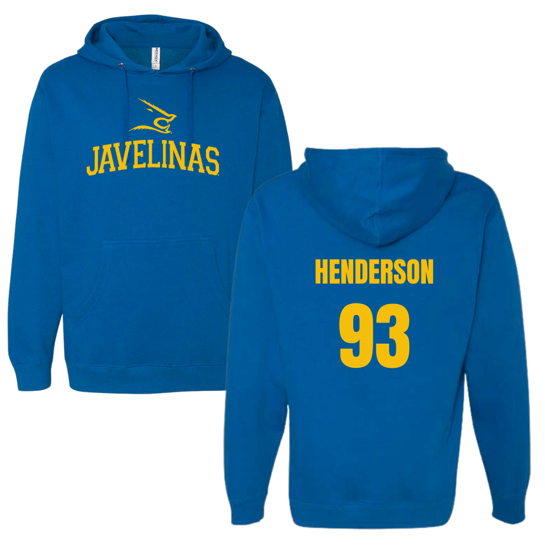 Texas A&M University-Kingsville Football Blue Hoodie - #93 Xavier Henderson
