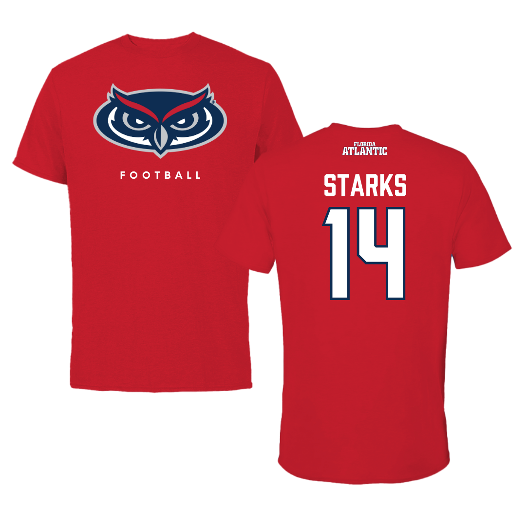 Florida Atlantic University Football Red Jersey Tee - #14 Tyriq Starks