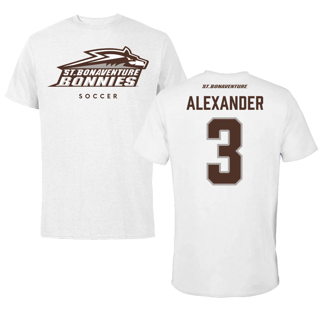 St. Bonaventure University Soccer White Performance Tee - #3 Chanel Alexander