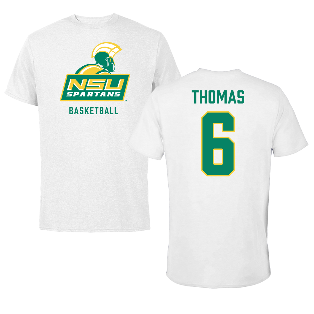 Norfolk State University Basketball White Tee - #6 Jamarii Thomas