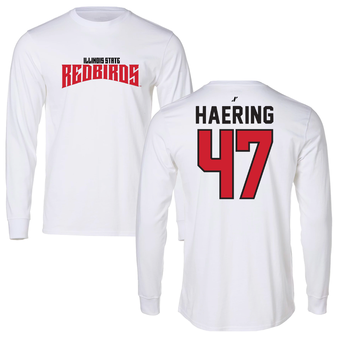 Illinois State University Football White Classic Performance Long Sleeve - #47 Mark Haering