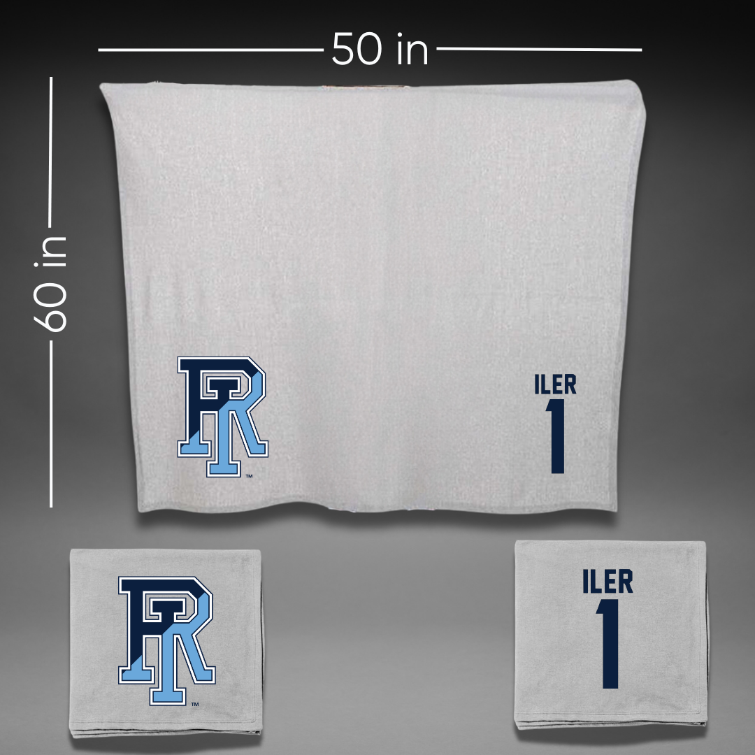 University of Rhode Island Lacrosse Gray Blanket - #1 Madison Iler