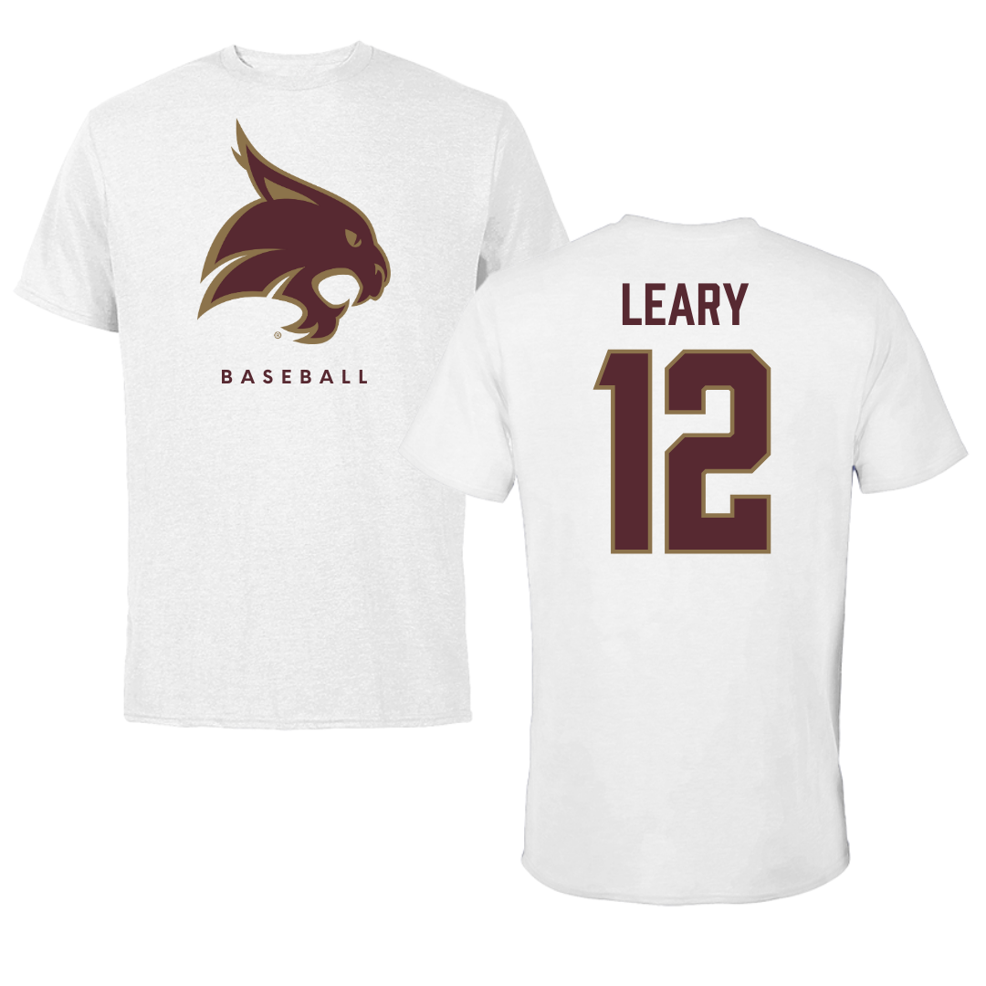 Texas State University Baseball White Performance Tee - #12 Ryan Leary