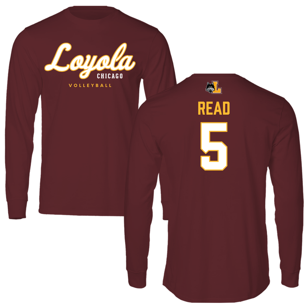 Loyola University-Chicago Volleyball Maroon Block Performance Long Sleeve - #5 Jake Read