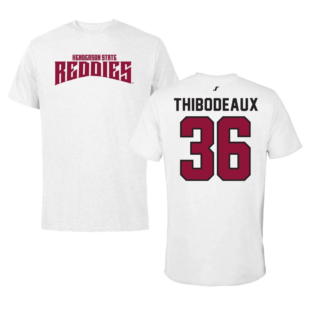 Henderson State University Football White Classic Performance Tee - #36 Eric Thibodeaux