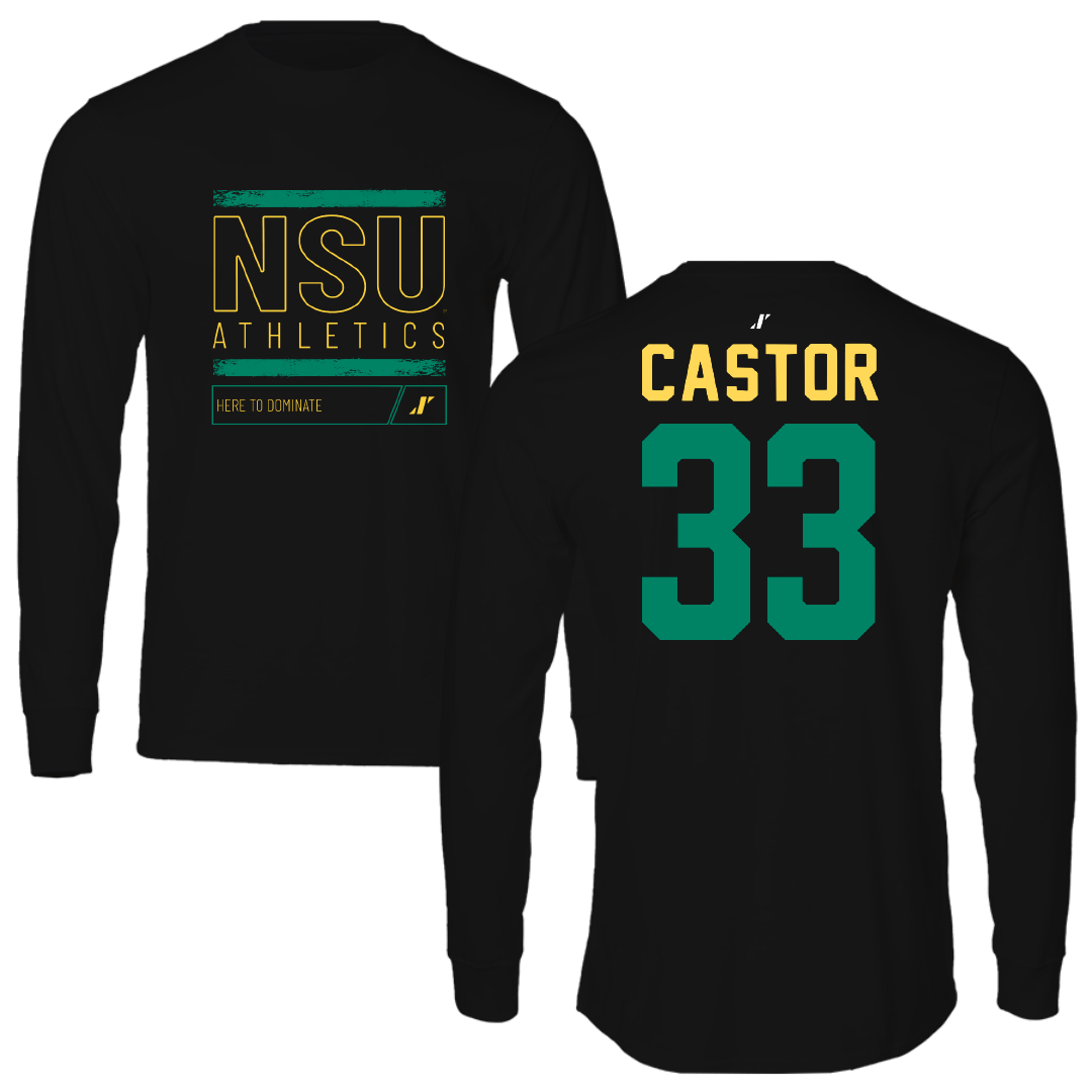 Norfolk State University Football Black Dominate Long Sleeve - #33 Darren Castor