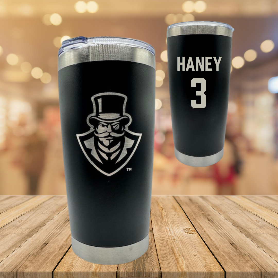 Austin Peay State University Basketball Black Stainless Steel Tumbler - #3 Isaac Haney