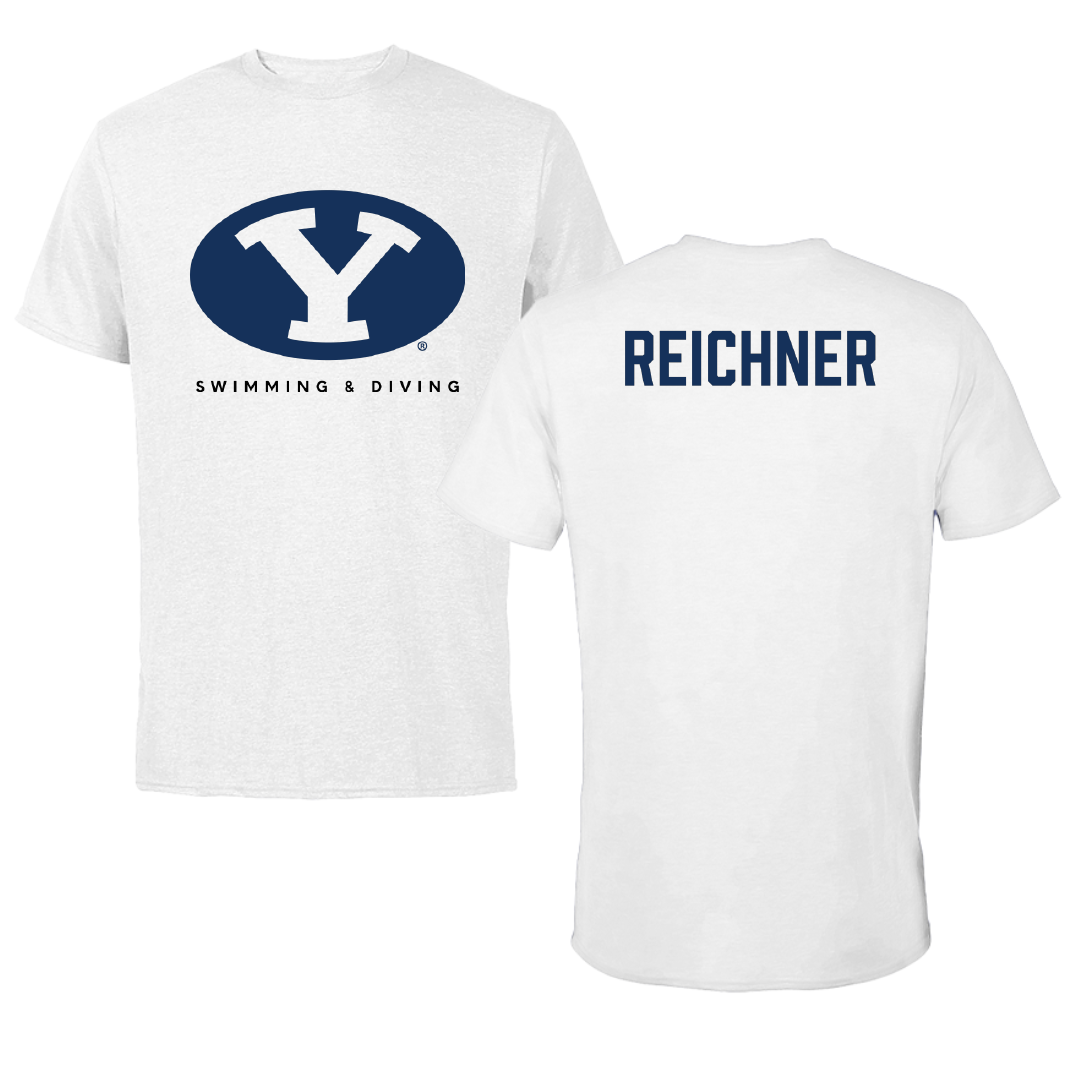 Brigham Young University Swimming & Diving White Performance Tee - Annie Reichner