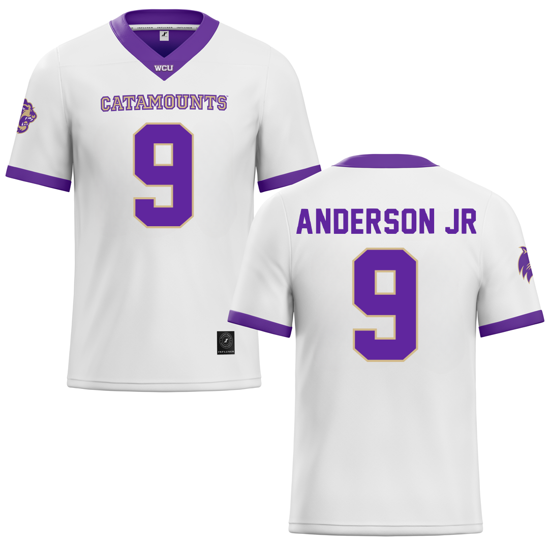 Western Carolina University White Football Jersey - #9 Darian Anderson Jr
