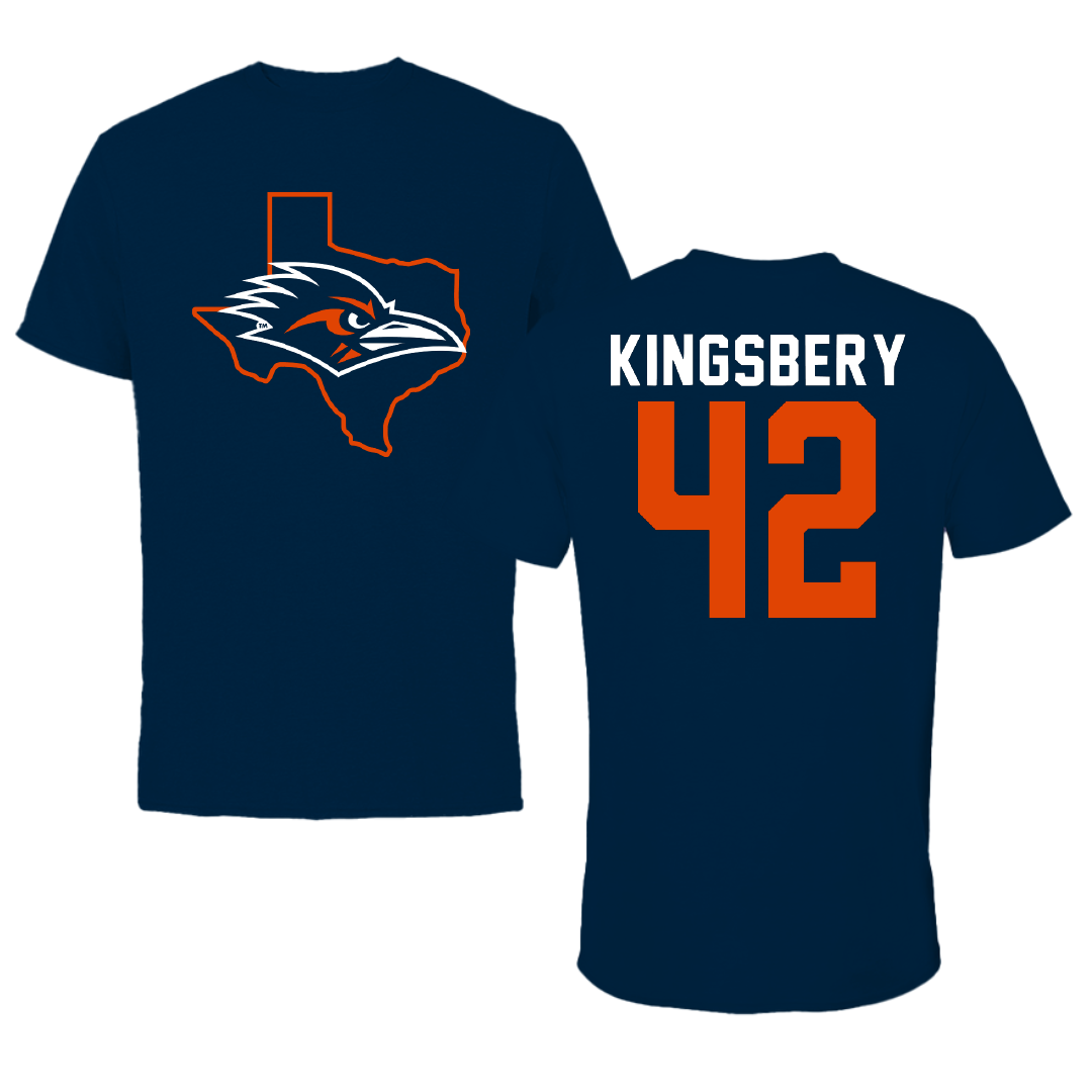 University of Texas at San Antonio Baseball Navy State Performance Tee - #42 Fischer Kingsbery