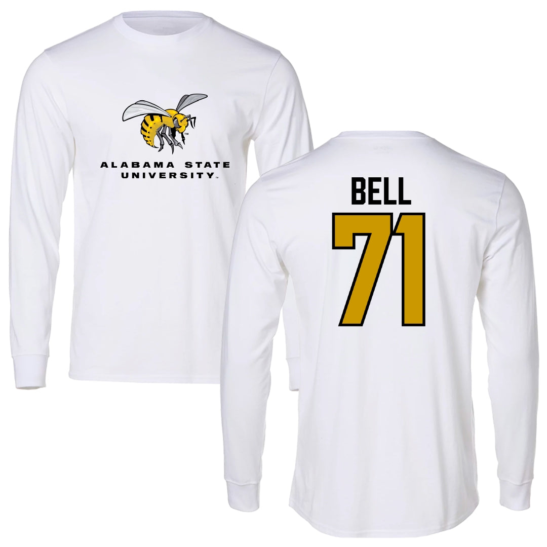 Alabama State University Football White Block Long Sleeve - #71 Kriston Bell
