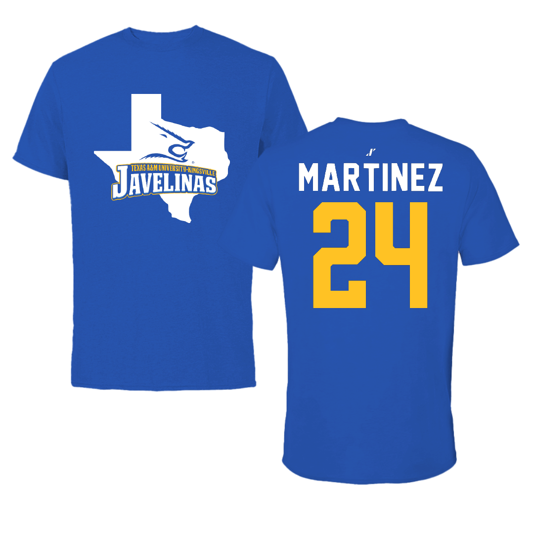 Texas A&M University-Kingsville Softball Blue State Performance Tee - #24 Andrea Martinez