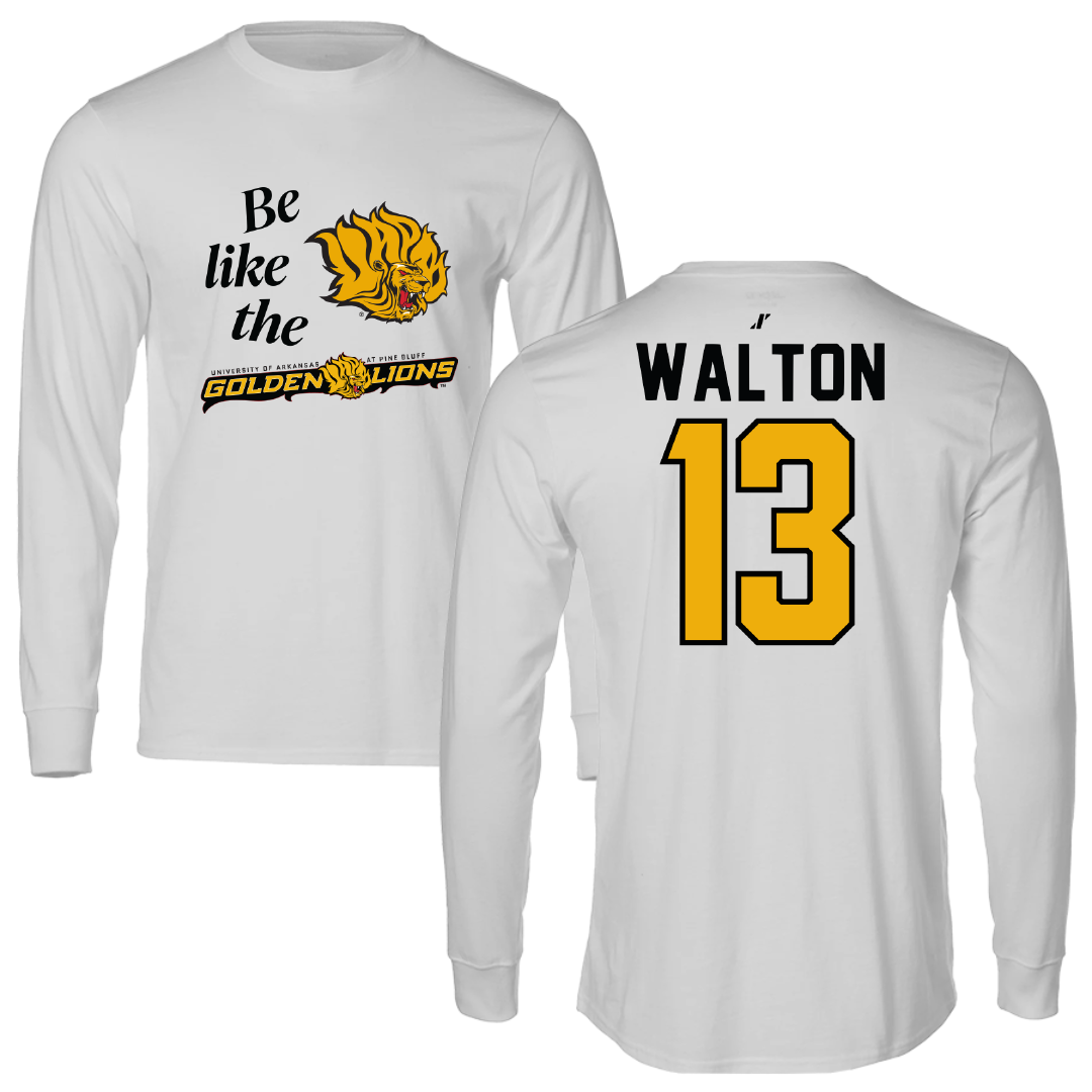 University of Arkansas-Pine Bluff Softball Light Gray Be Like Us Performance Long Sleeve - #13 Justice Walton