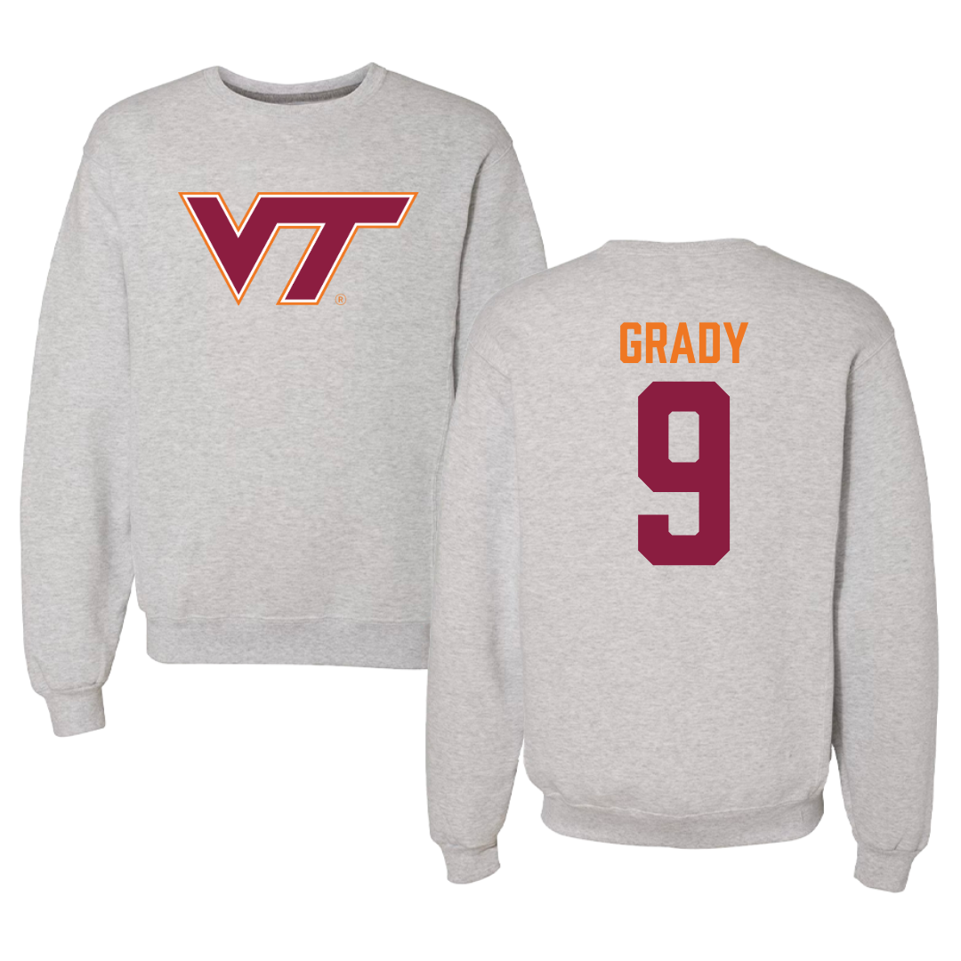 Virginia Tech Baseball Gray Crewneck - #9 Clay Grady