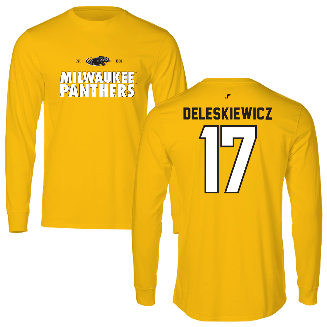 University of Wisconsin-Milwaukee Baseball Gold General Performance Long Sleeve - #17 Tyler Deleskiewicz
