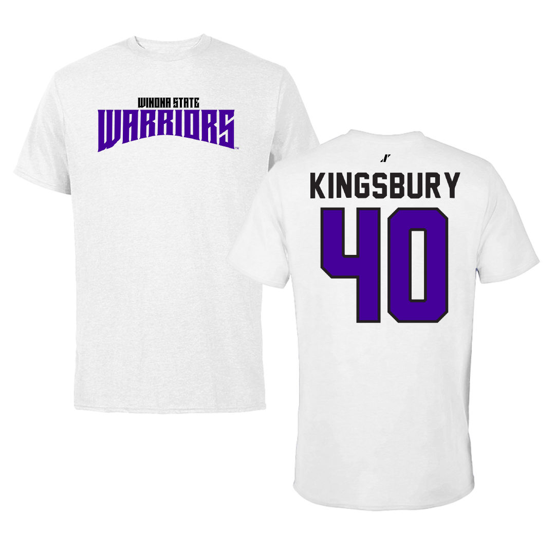 Winona State University Football White Classic Performance Tee - #40 Ben Kingsbury