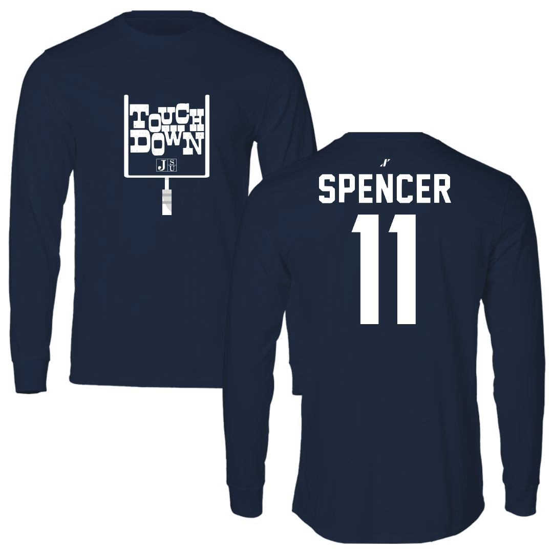 Jackson State University Football Navy Touchdown Long Sleeve - #11 Isaiah Spencer
