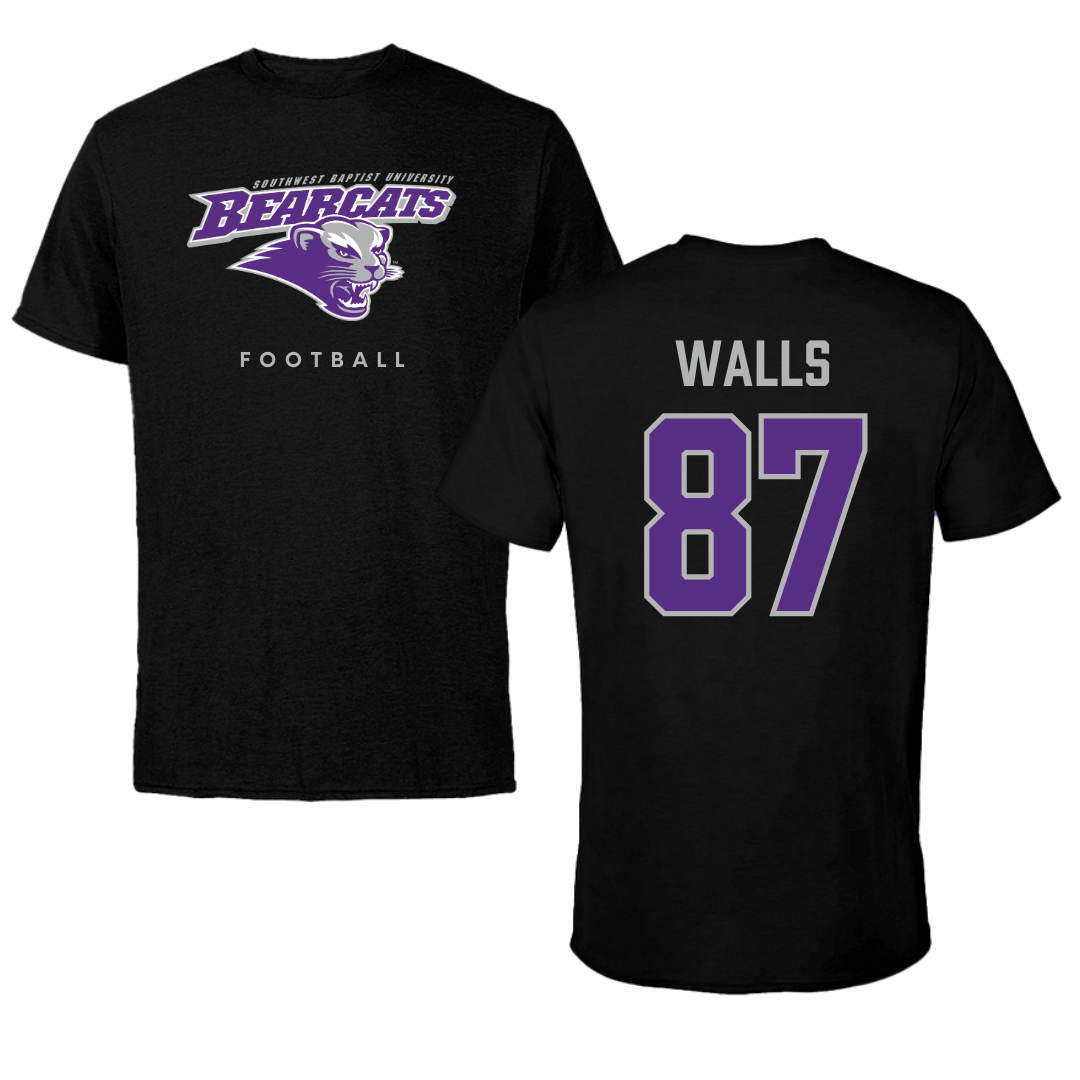 Southwest Baptist University Football Black Performance Tee - #87 Gabriel Walls