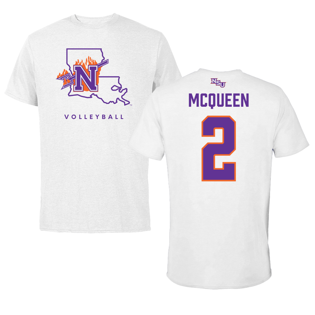 Northwestern State University Volleyball White Performance Tee - #2 Madisynne McQueen