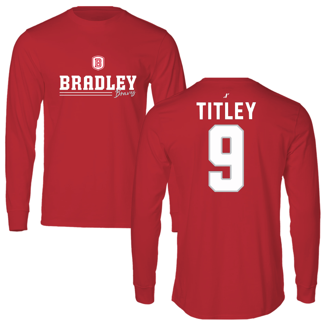Bradley University Volleyball Red General Long Sleeve - #9 Tendai Titley