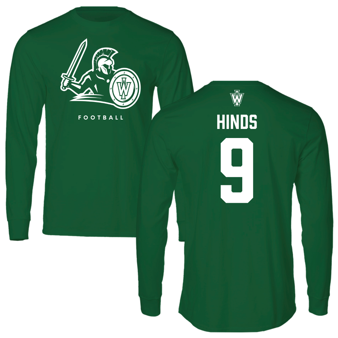 Illinois Wesleyan University Football Kelly Green Long Sleeve - #9 Zach Hinds
