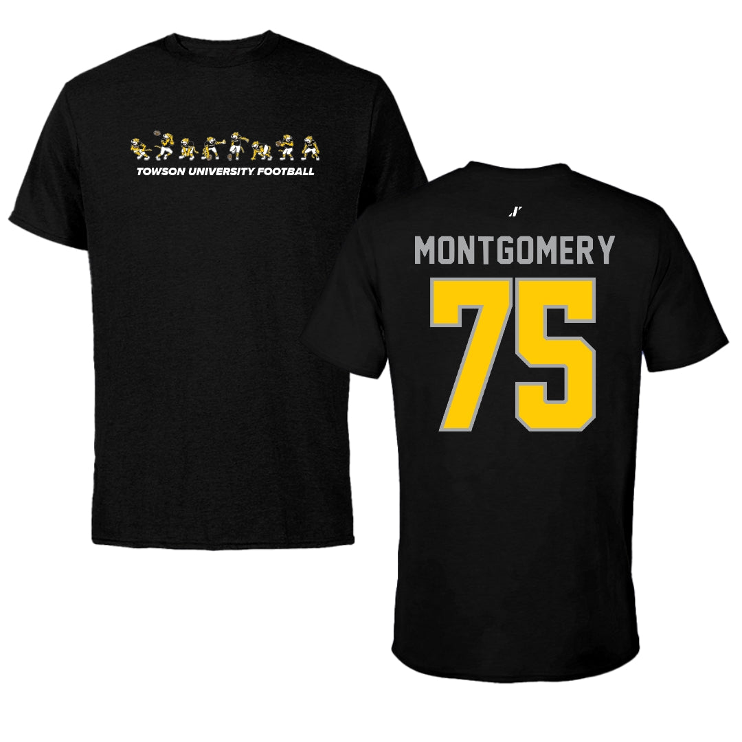 Towson University Football Black Cartoon Doc Team Performance Tee - #75 Jaelin Montgomery