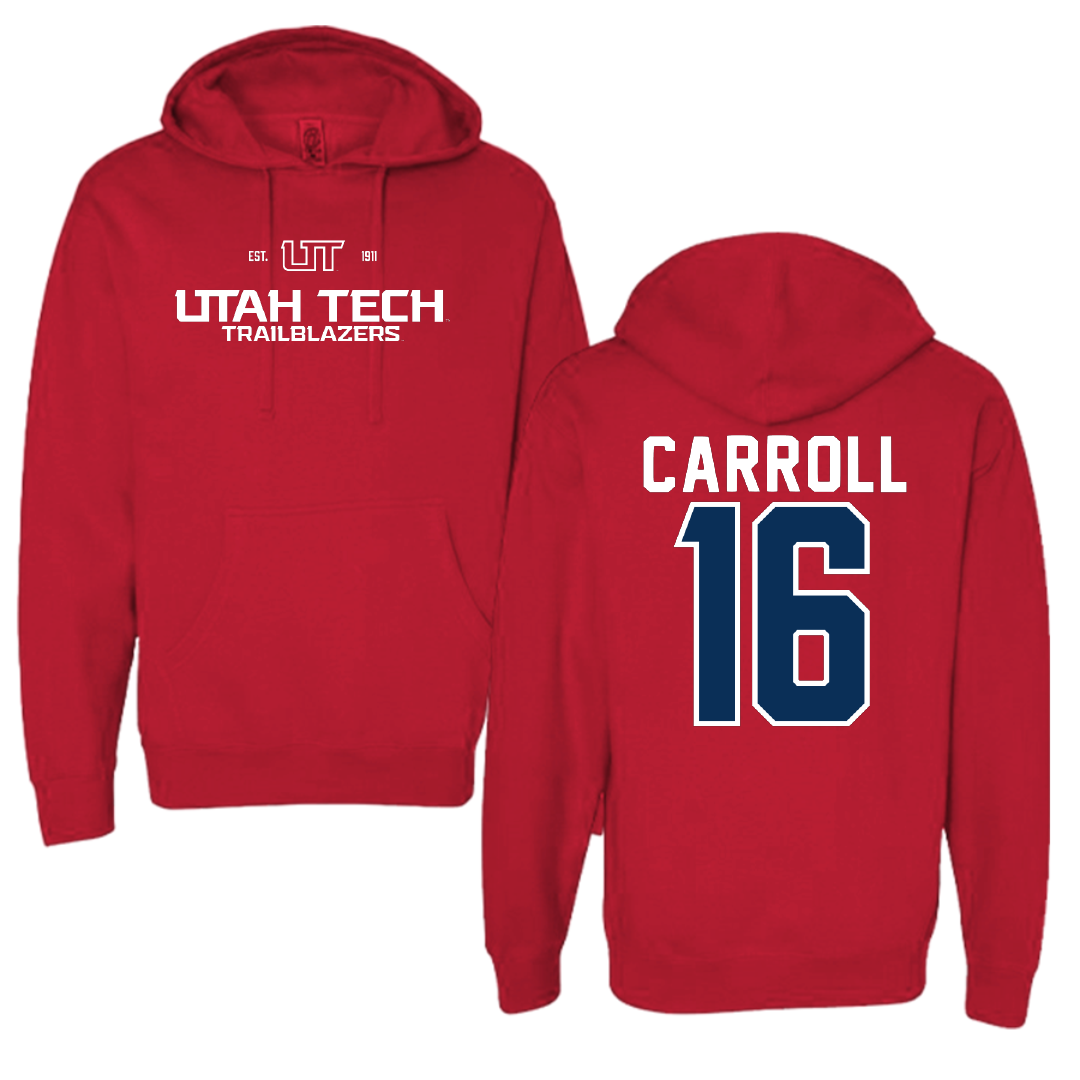 Utah Tech University Baseball Red General Hoodie - #16 Jace Carroll