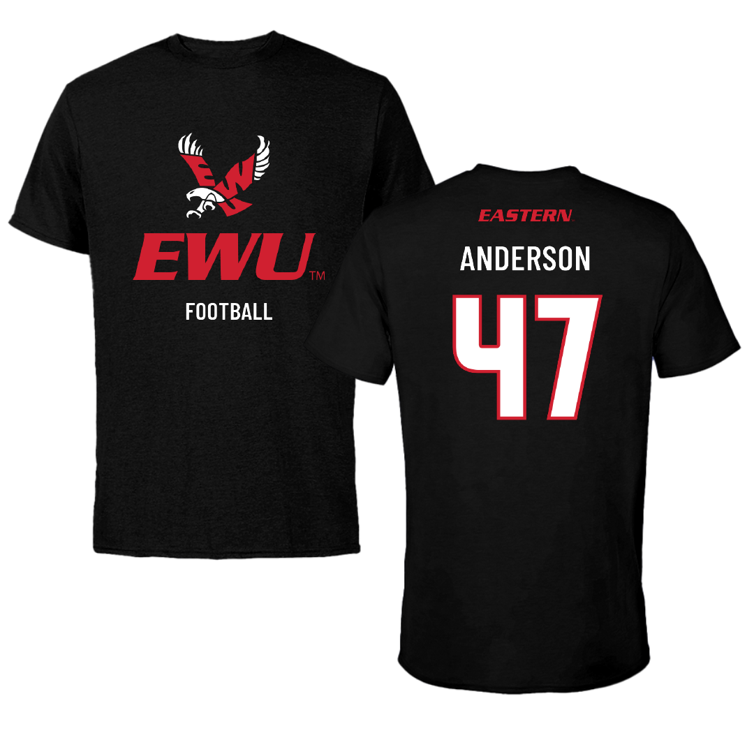 Eastern Washington University Football Black EWU Performance Tee - #47 Samarai Anderson