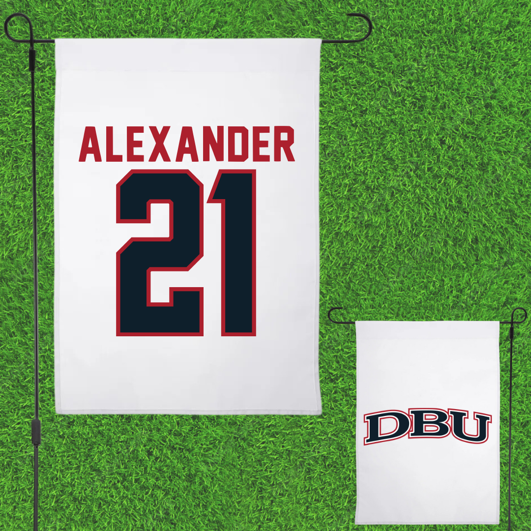 Dallas Baptist University STUNT White Garden Flag - #21 Avery Alexander