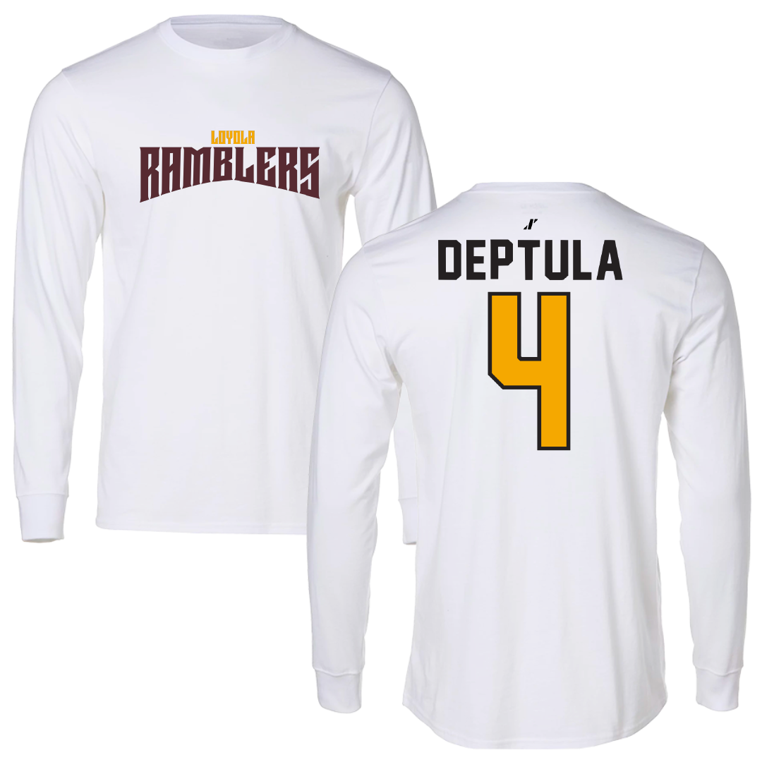 Loyola University-Chicago Basketball White Classic Long Sleeve - #4 Audrey Deptula