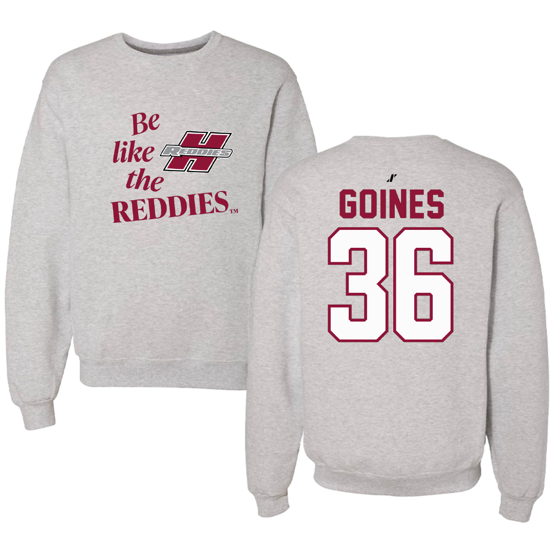 Henderson State University Baseball Light Gray Be Like Us Crewneck - #36 Dawson Goines