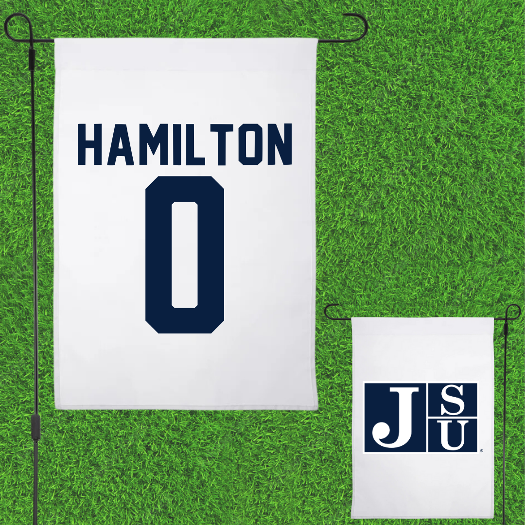 Jackson State University Soccer White Garden Flag - #0 Jordan Hamilton