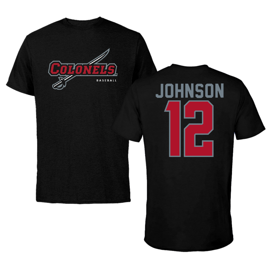 Nicholls State University Baseball Black Performance Tee - #12 Tyler Johnson