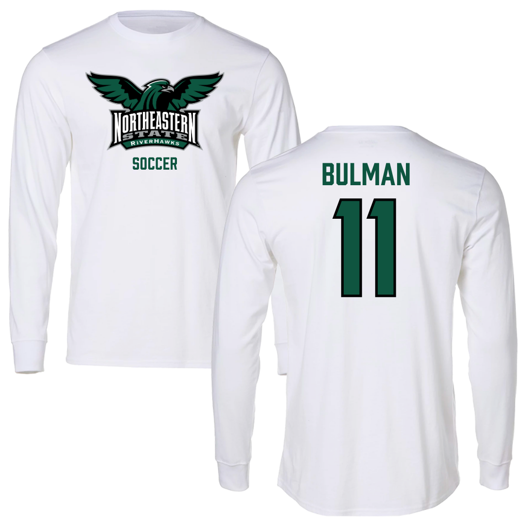 Northeastern State University Soccer White Long Sleeve - #11 Braxton Bulman