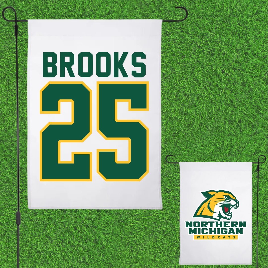 Northern Michigan University Football White Garden Flag - #25 Davion Brooks