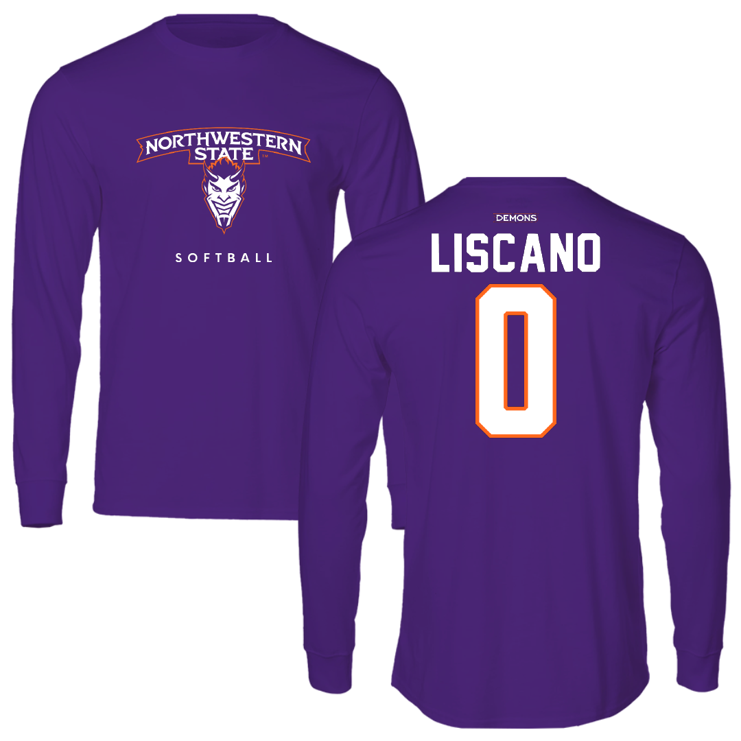 Northwestern State University Softball Purple Performance Long Sleeve - #0 Mia Liscano