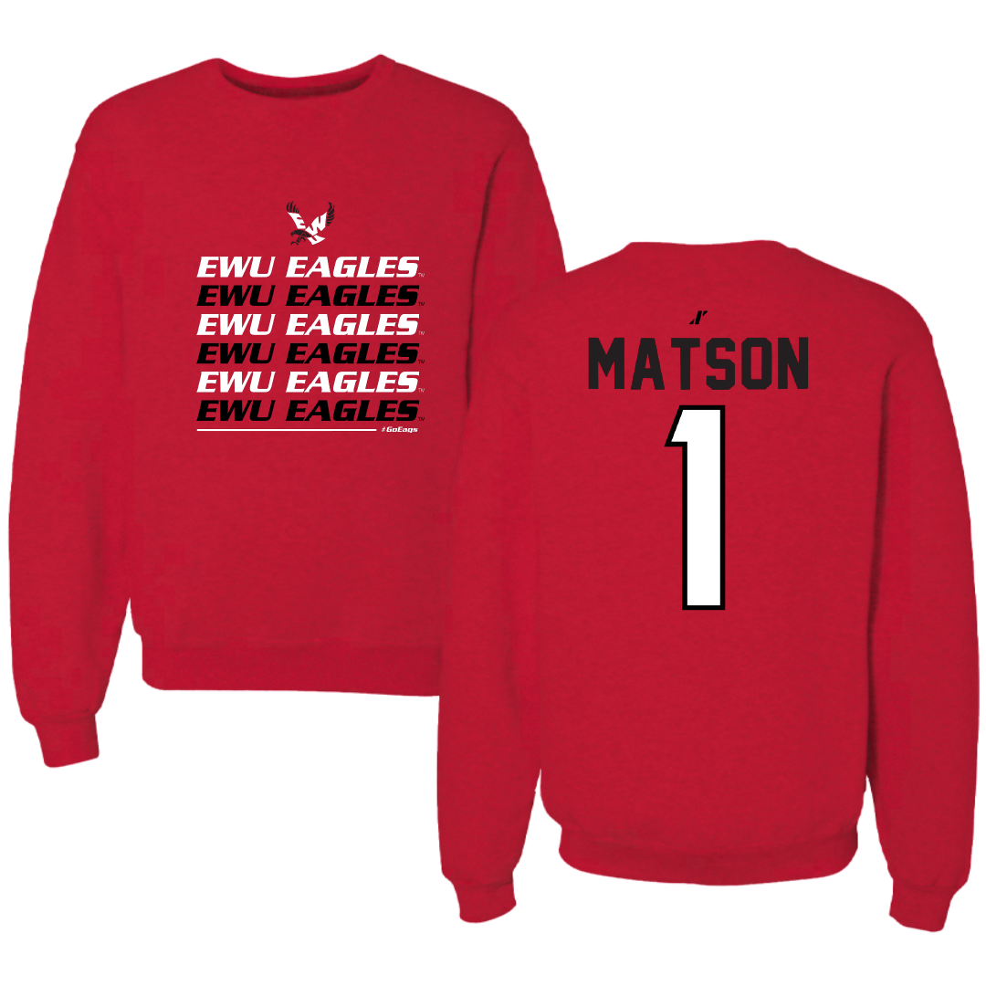 Eastern Washington University Soccer Red General Crewneck - #1 Kiara Matson