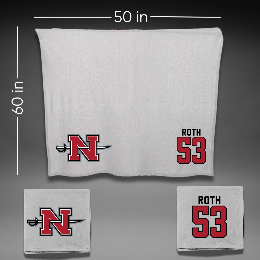 Nicholls State University Football Gray Blanket - #53 Craig Roth