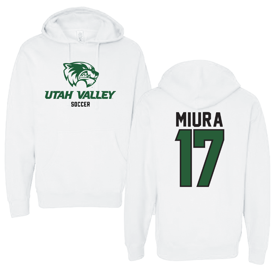 Utah Valley University Soccer White Classic Hoodie - #17 Ura Miura