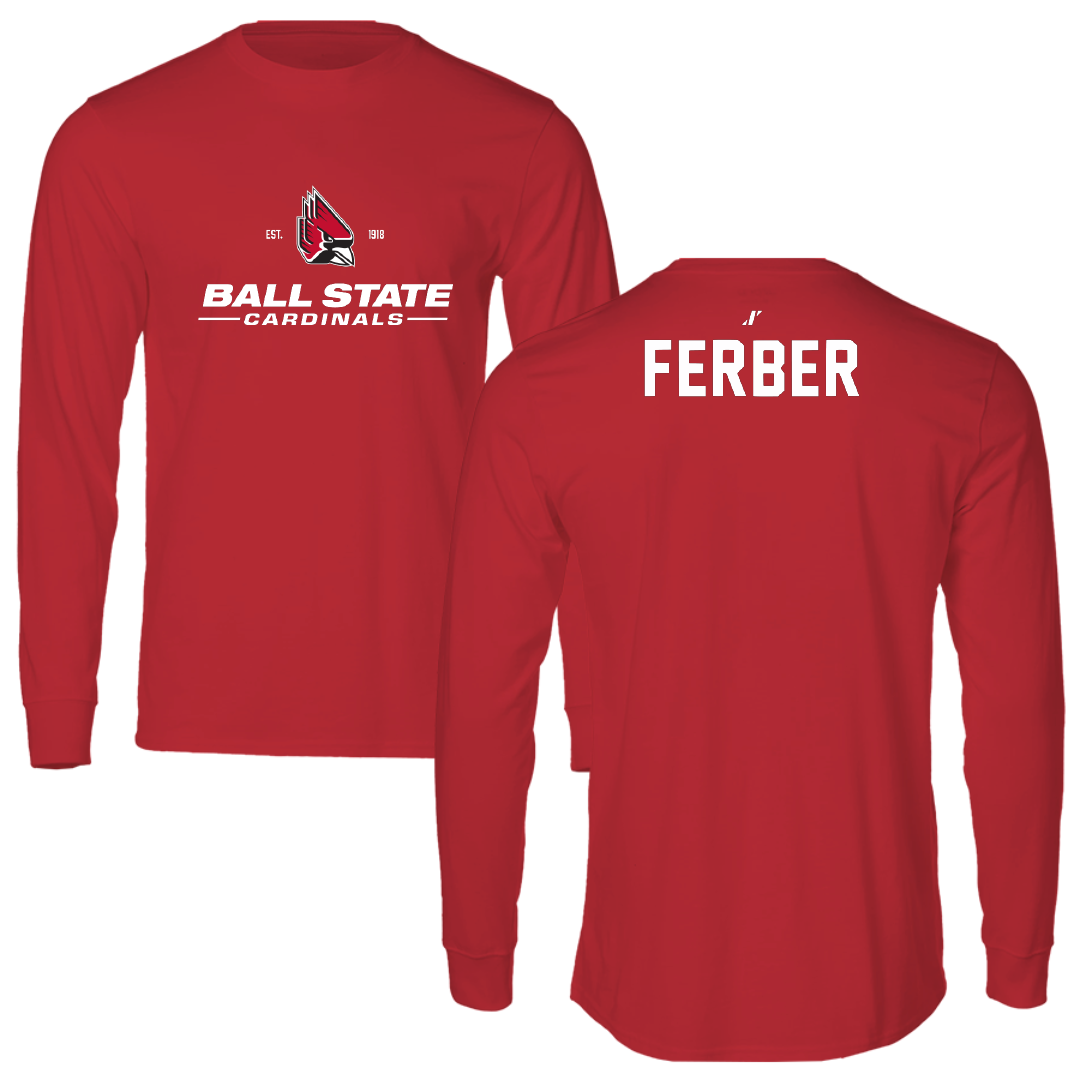 Ball State University Swimming & Diving Red General Performance Long Sleeve - Reeve Ferber