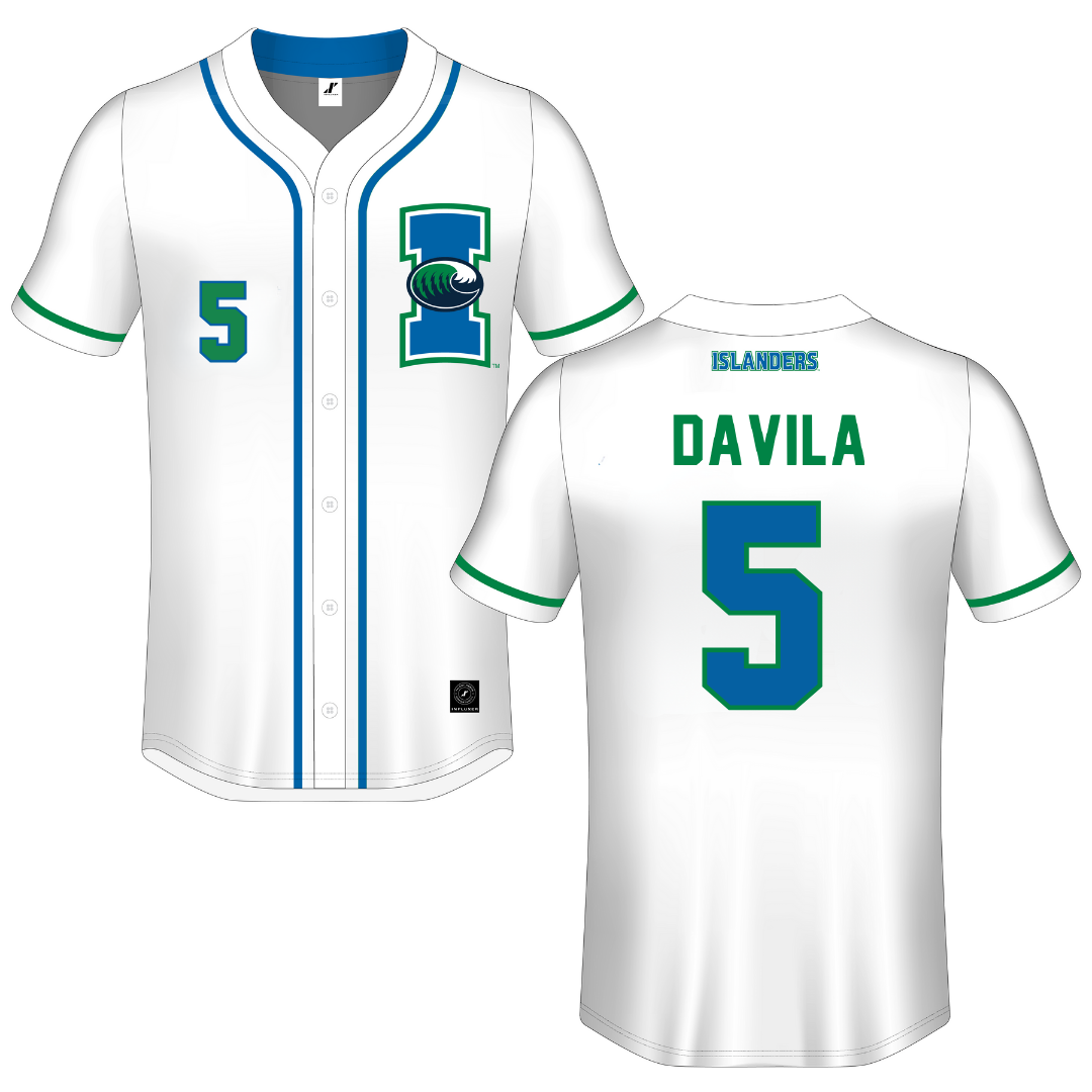 Texas A&M University-Corpus Christi White Button-Down Jersey - #5 Crystal Davila