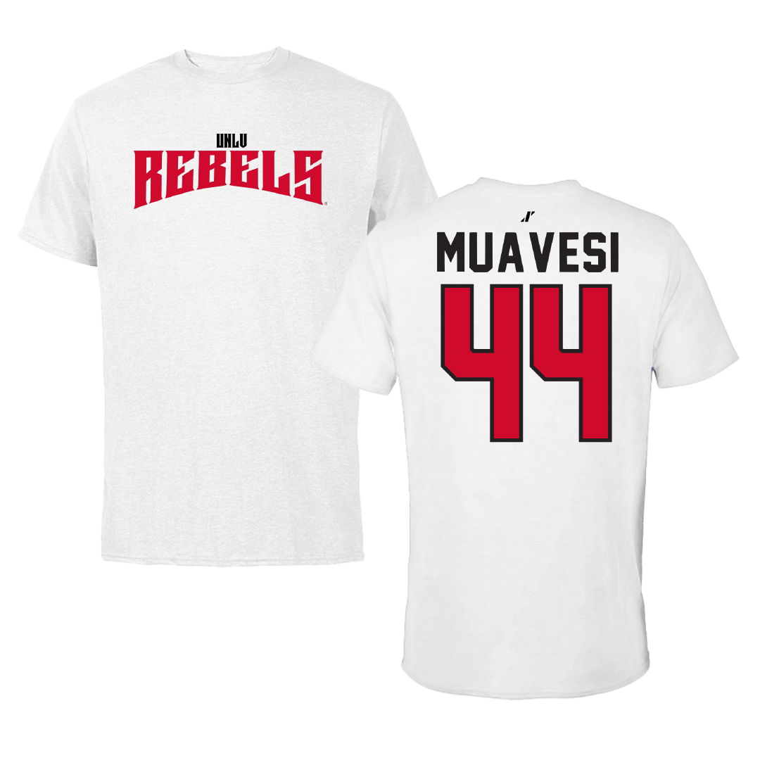 University of Nevada-Las Vegas Football White Classic Tee - #44 Waisale Muavesi