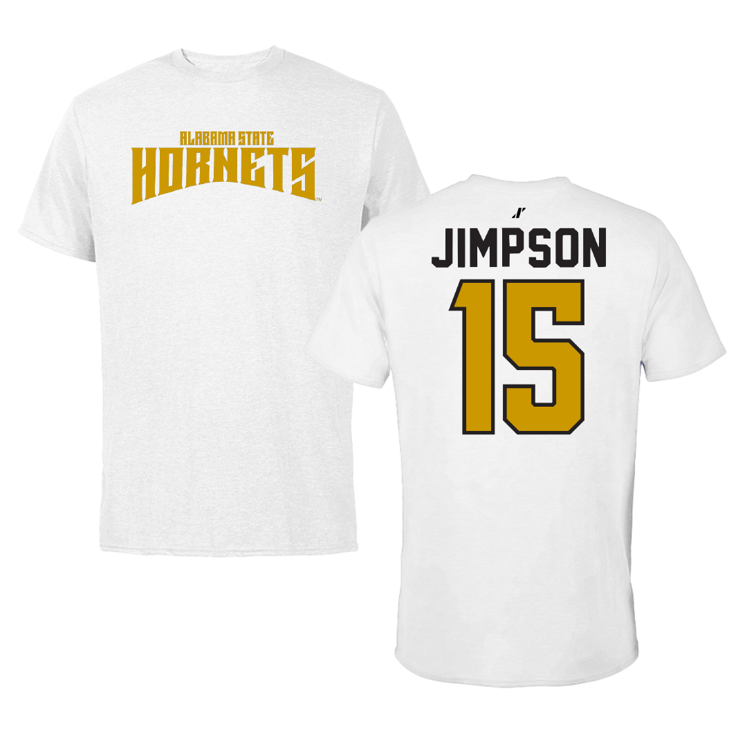 Alabama State University Football White Classic Performance Tee - #15 Zuriel Jimpson