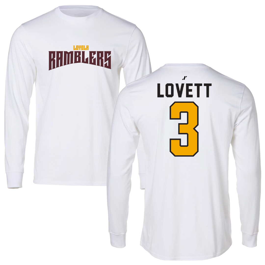 Loyola University-Chicago Volleyball White Classic Performance Long Sleeve - #3 Olivia Lovett