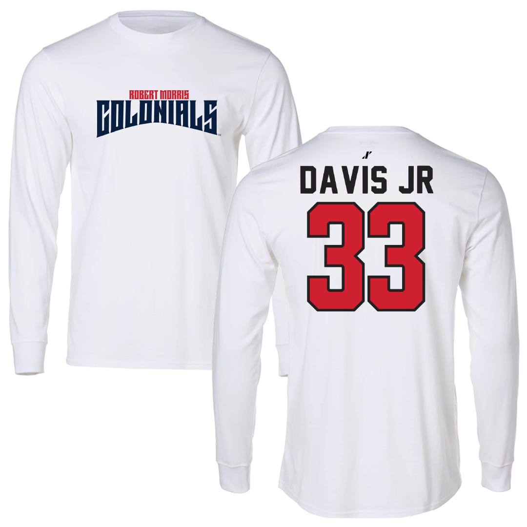 Robert Morris University Football White Classic Long Sleeve - #33 Greg Davis Jr