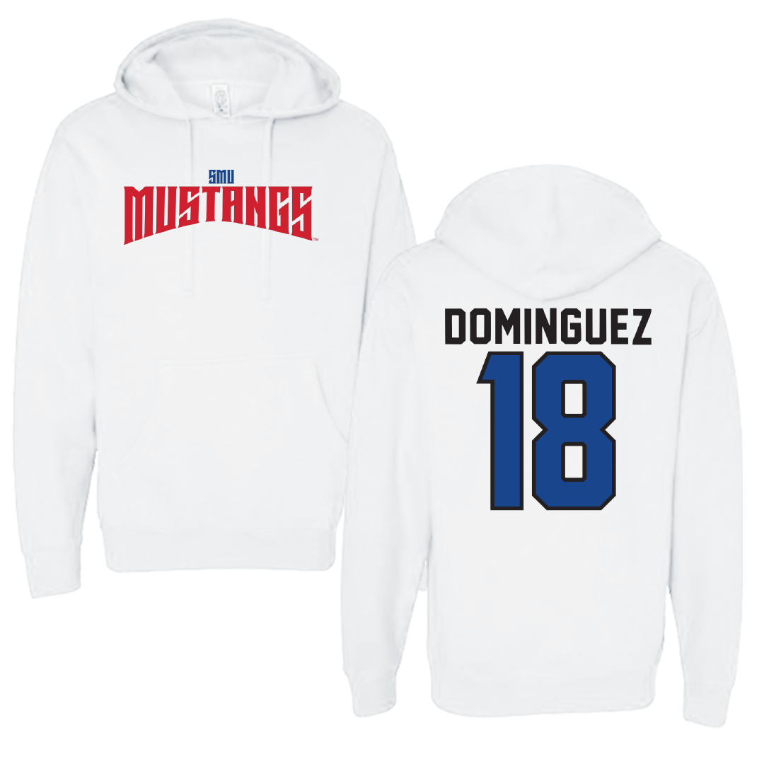 Southern Methodist University Soccer White Classic Hoodie - #18 Martin Dominguez