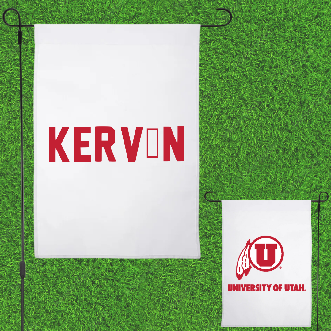 University of Utah Skiing White Garden Flag - Michelle Kervén