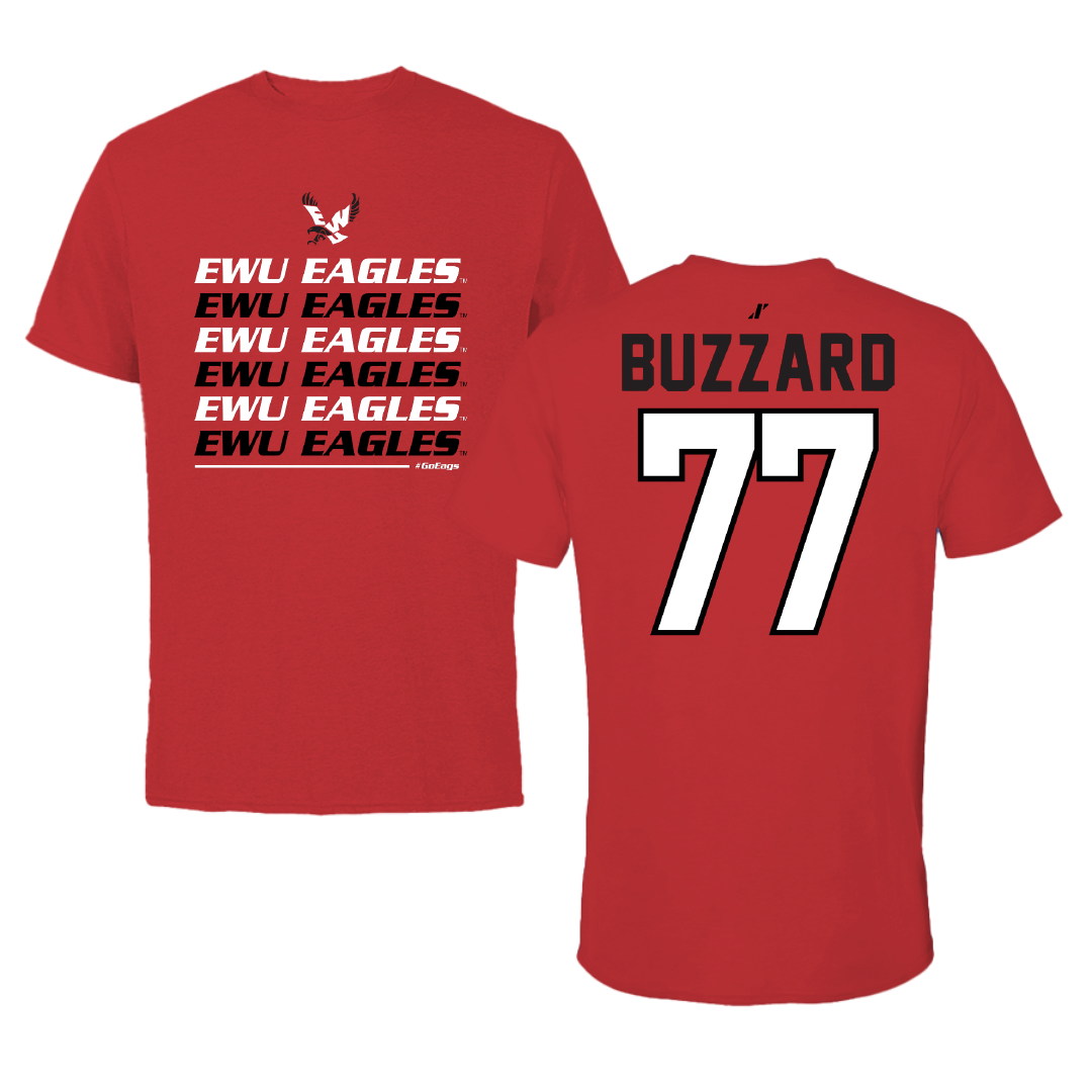 Eastern Washington University Football Red General Tee - #77 William Buzzard