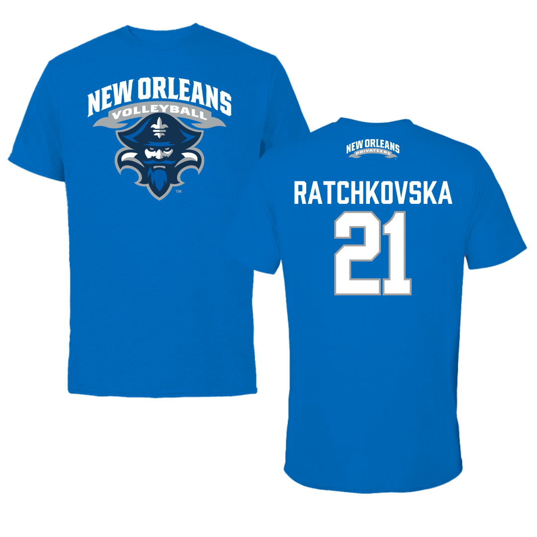 University of New Orleans Volleyball Blue Performance Tee - #21 Elani Ratchkovska