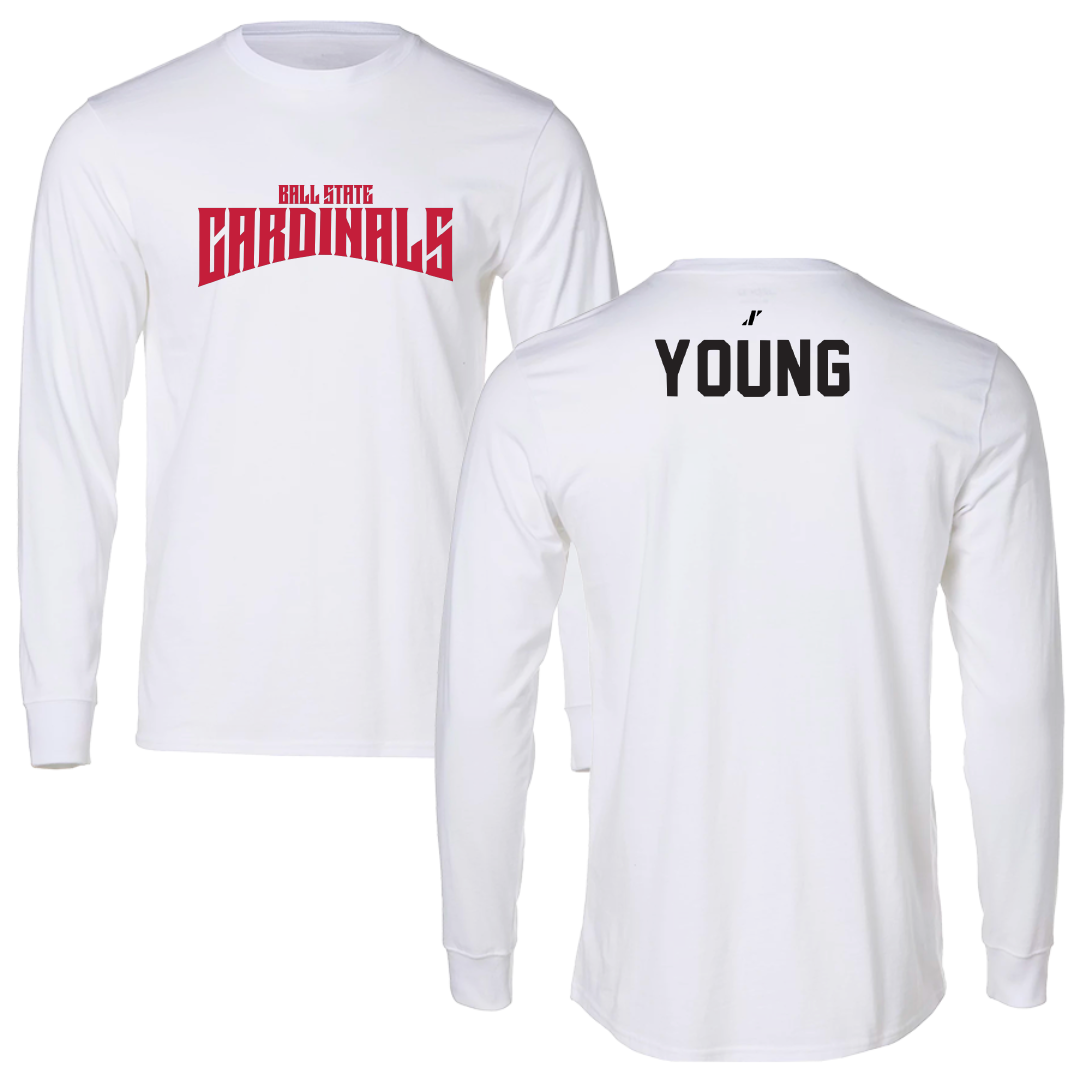 Ball State University Swimming & Diving White Classic Performance Long Sleeve - Mason Young